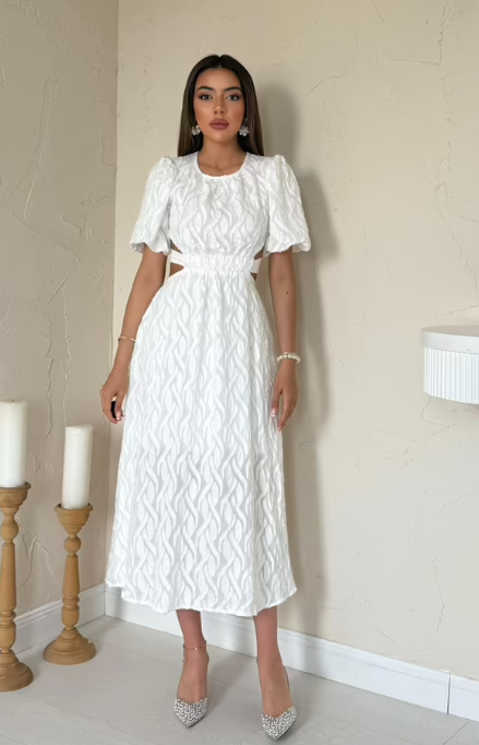CETO “White Grace Cut-Out Dress”