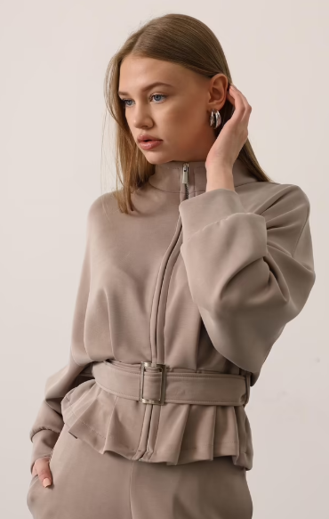 CETO “Modal Belted Zip Blouse”