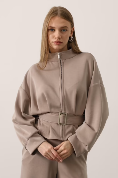 CETO “Modal Belted Zip Blouse”