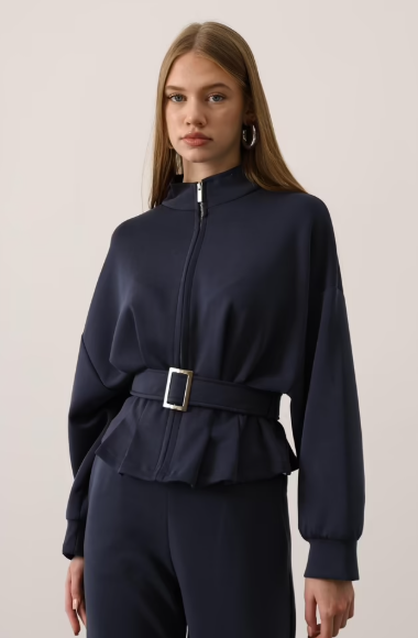 CETO “Modal Belted Zip Blouse”