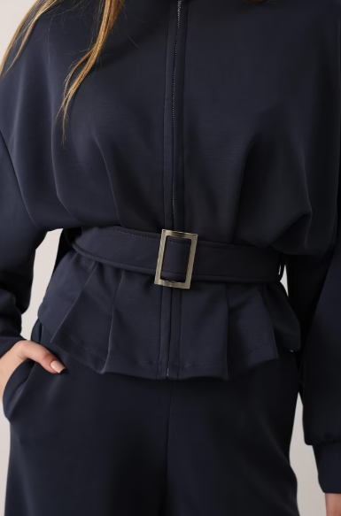 CETO “Modal Belted Zip Blouse”