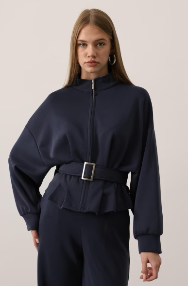 CETO “Modal Belted Zip Blouse”