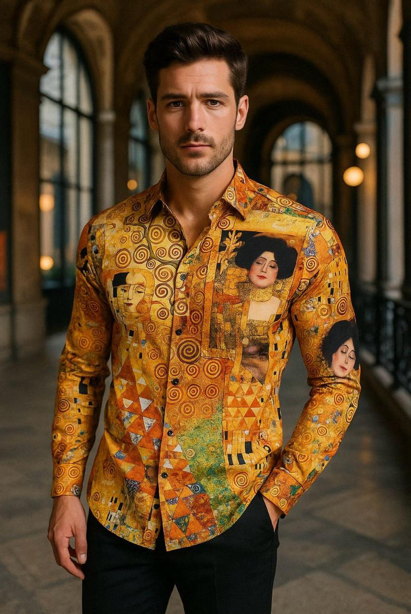 Exklusives Herrenhemd im Gustav-Klimt-Stil – Ceto Bu Lahong Design | bügelfrei & aus edler Baumwolle