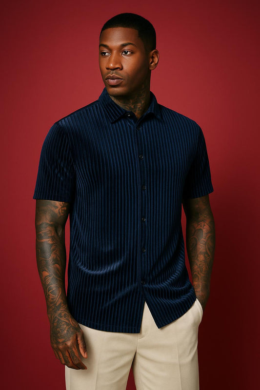 “CETO Midnight Sway” – Velvet Party Shirt