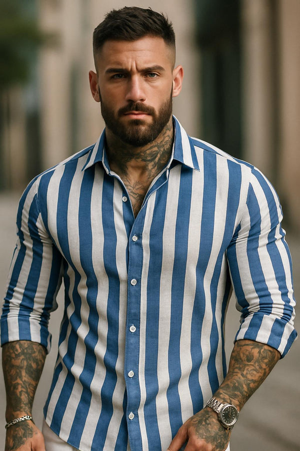Capri Stripe Linen Shirt – Blue/White