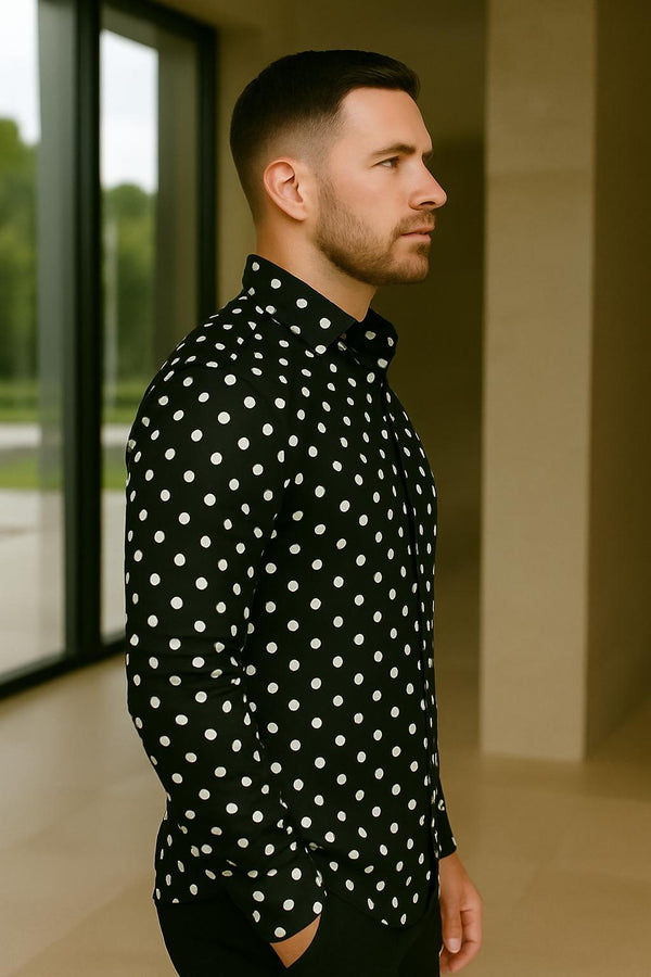 Onlyceto Polka Dot Elegance Shirt – Black Edition