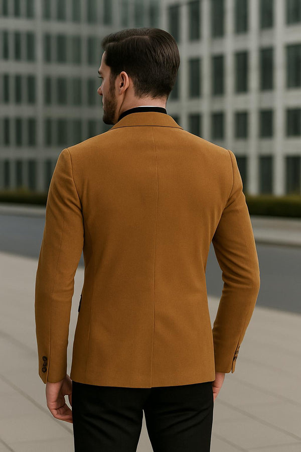 Giuliano“ – Cordblazer in Camel mit Reverskragen