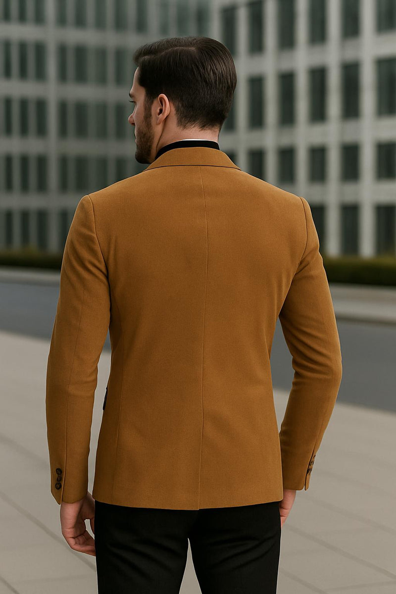 Giuliano“ – Cordblazer in Camel mit Reverskragen