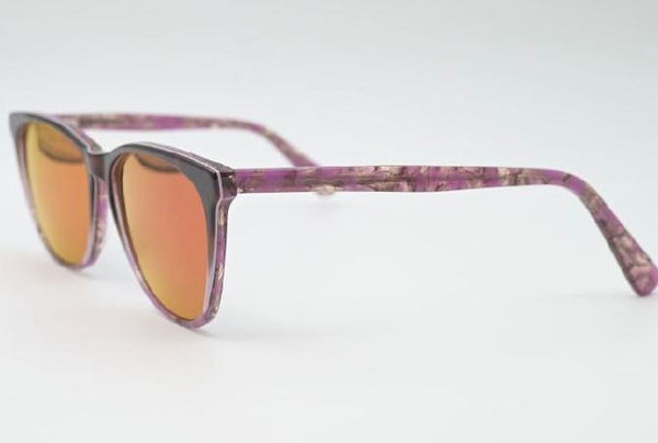 Sossa “Velvet Flash” – Sonnenbrille in violettem Schildpatt mit orangener Verspiegelung