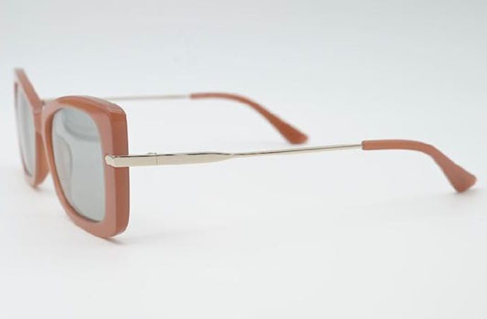 Sossa “SoftSquare” – Sonnenbrille in Nude mit filigranem Goldbügel
