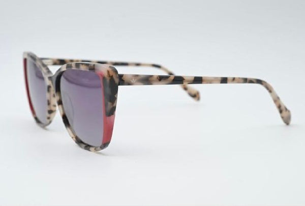 Sossa “LunaRose” – Sonnenbrille in heller Havana-Optik mit rotem Akzent